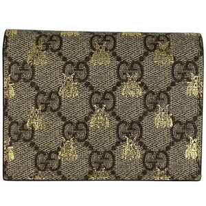 Gucci GG Supreme Bee Bifold Wallet Canvas Beige Black